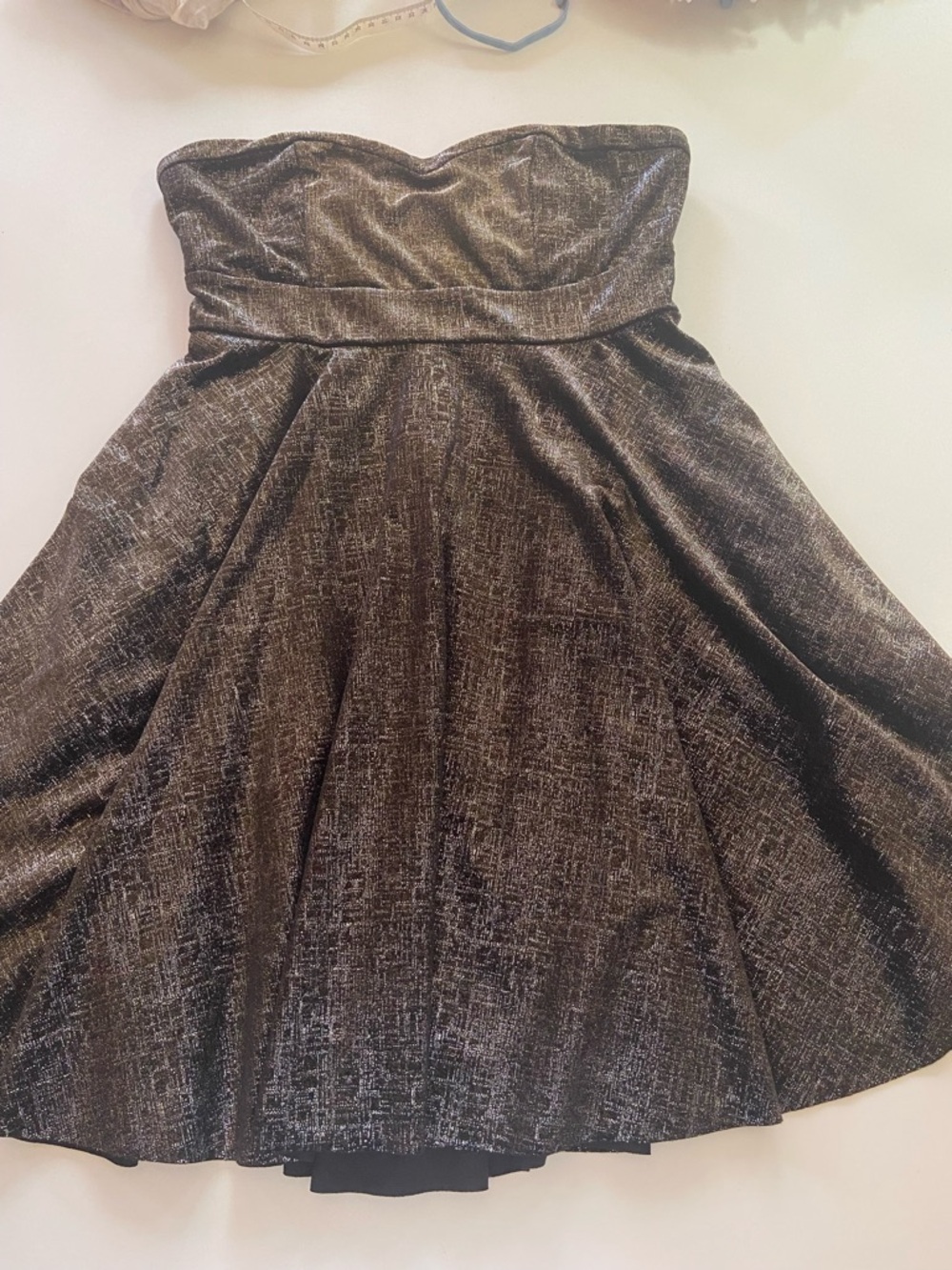 Free People Black + Gold Shimmery Strapless Mini Dress/Tunic size XS never worn